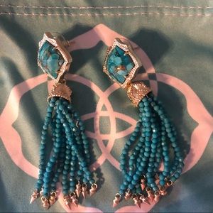 Kendra Scott Misha turquoise tassel earrings.